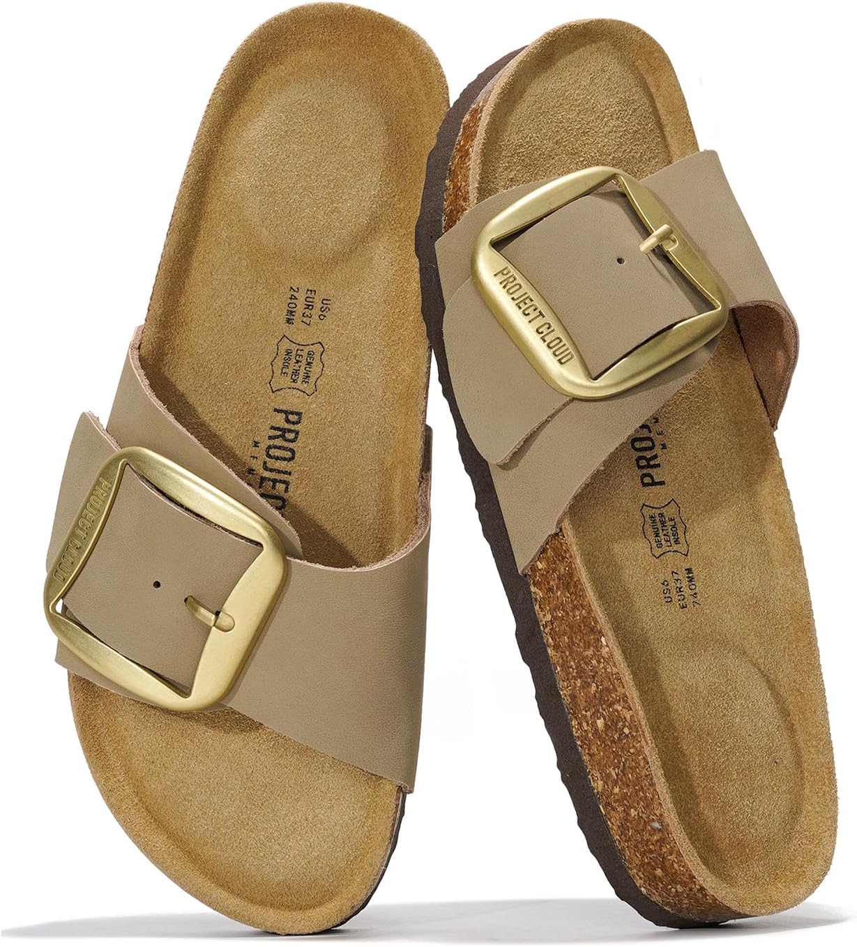 Project Cloud 100% Genuine Leather Sandals Women Dressy Beach Essentials Slides for Women Footwear - Lightweight with Memory Foam Insole Sandals for Women 2026 - Womens Slides