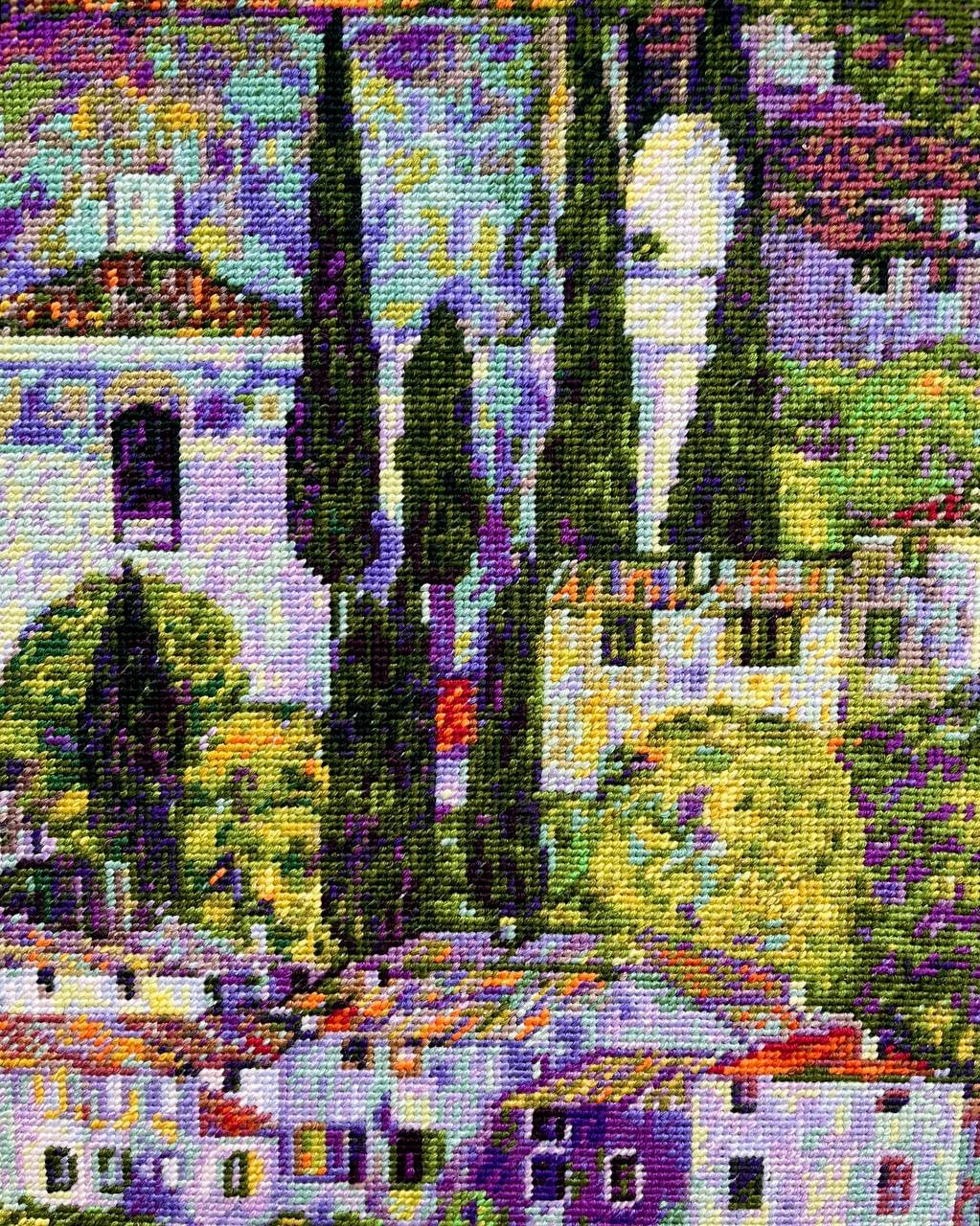 RIOLIS Paesaggio con Cipressi da un Dipinto di G. Klimt 2338 Kit Punto Croce Contato, 40 x 40 cm Kit da Ricamo per Adulti, Kit di Ricamo Creativo per Principianti ed Esperti