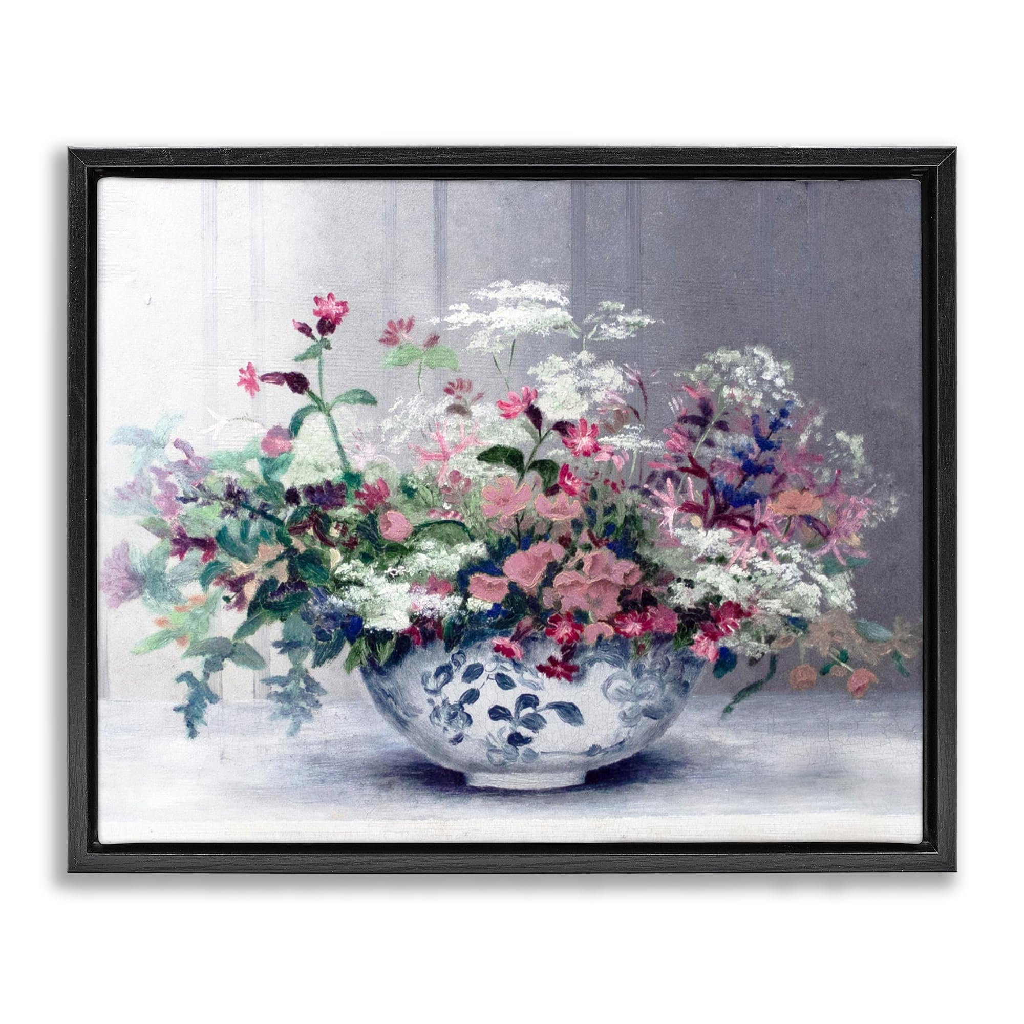 'Painterly Elegant Blooms Vase'| Floating Frame Canvas Art