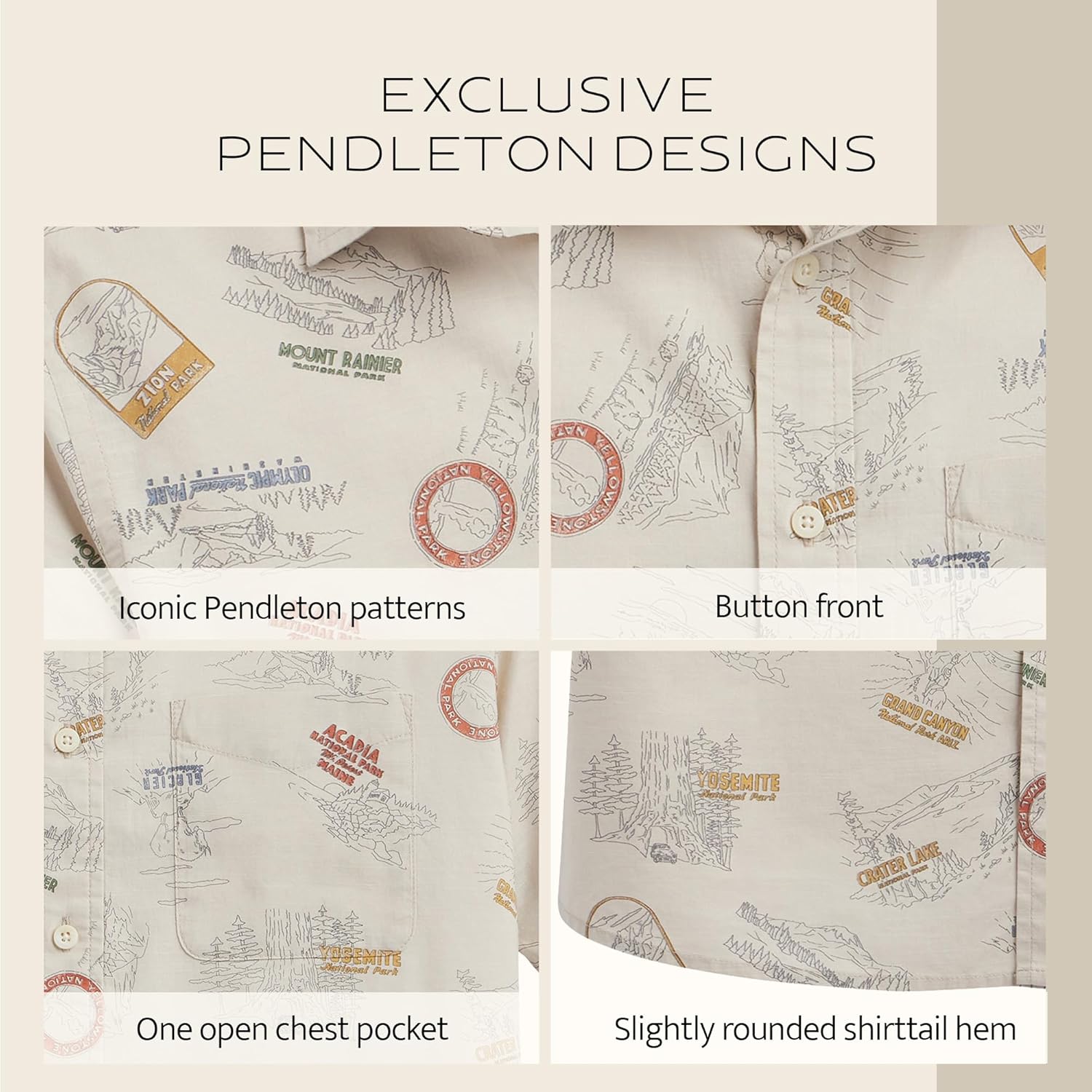 Pendleton Men’s Shoreline Cotton Shirt, Ultra-Light Breathable Short Sleeve, Relaxed Fit, Washable Summer Tops