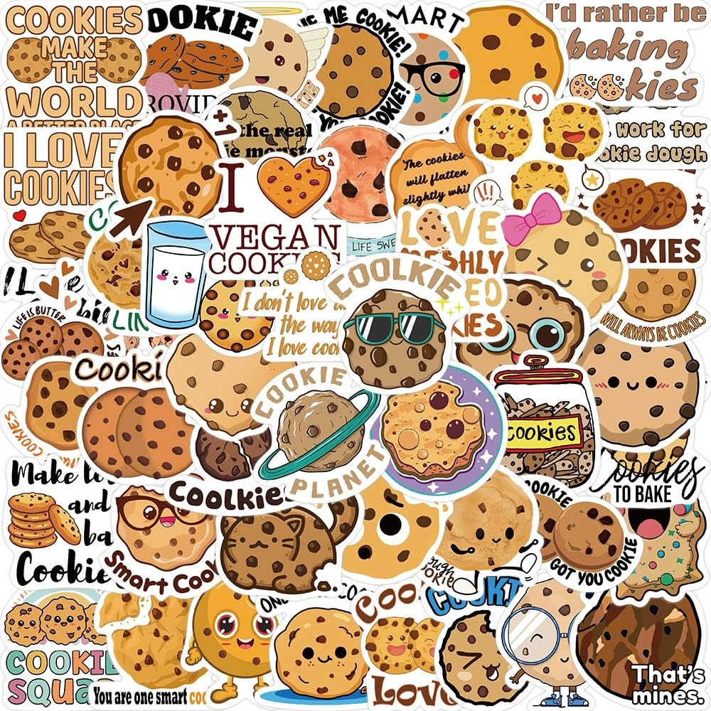 50 Pieces Cookies Stickers for Water Bottle