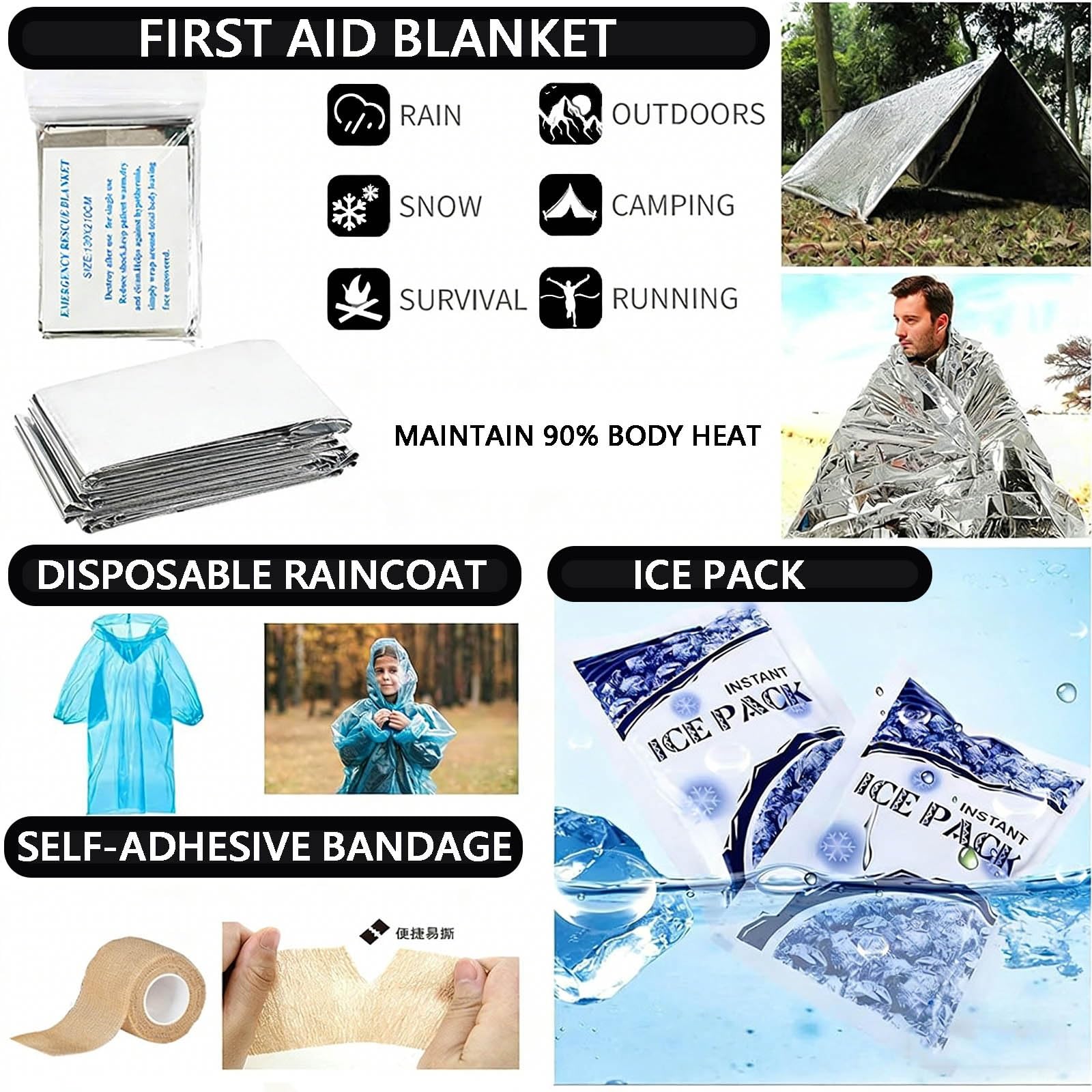 Kit de Supervivencia, Botiquín de Primeros Auxilios, Equipo de Supervivencia, Herramientas, Kit de Trauma con Bolsa Molle para Terremotos, Regalos para Hombres, Papás, Esposos Y Mujeres