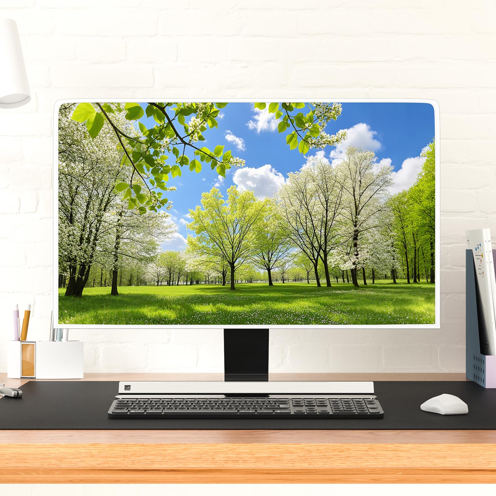 Wasserdichte Monitor-Staubschutzhüllen, 66 cm, 68 cm, 71 cm, Computer-Monitorabdeckung, kompatibel mit iMac 66-71 cm PC, Desktop und TV, Frühlingsansicht