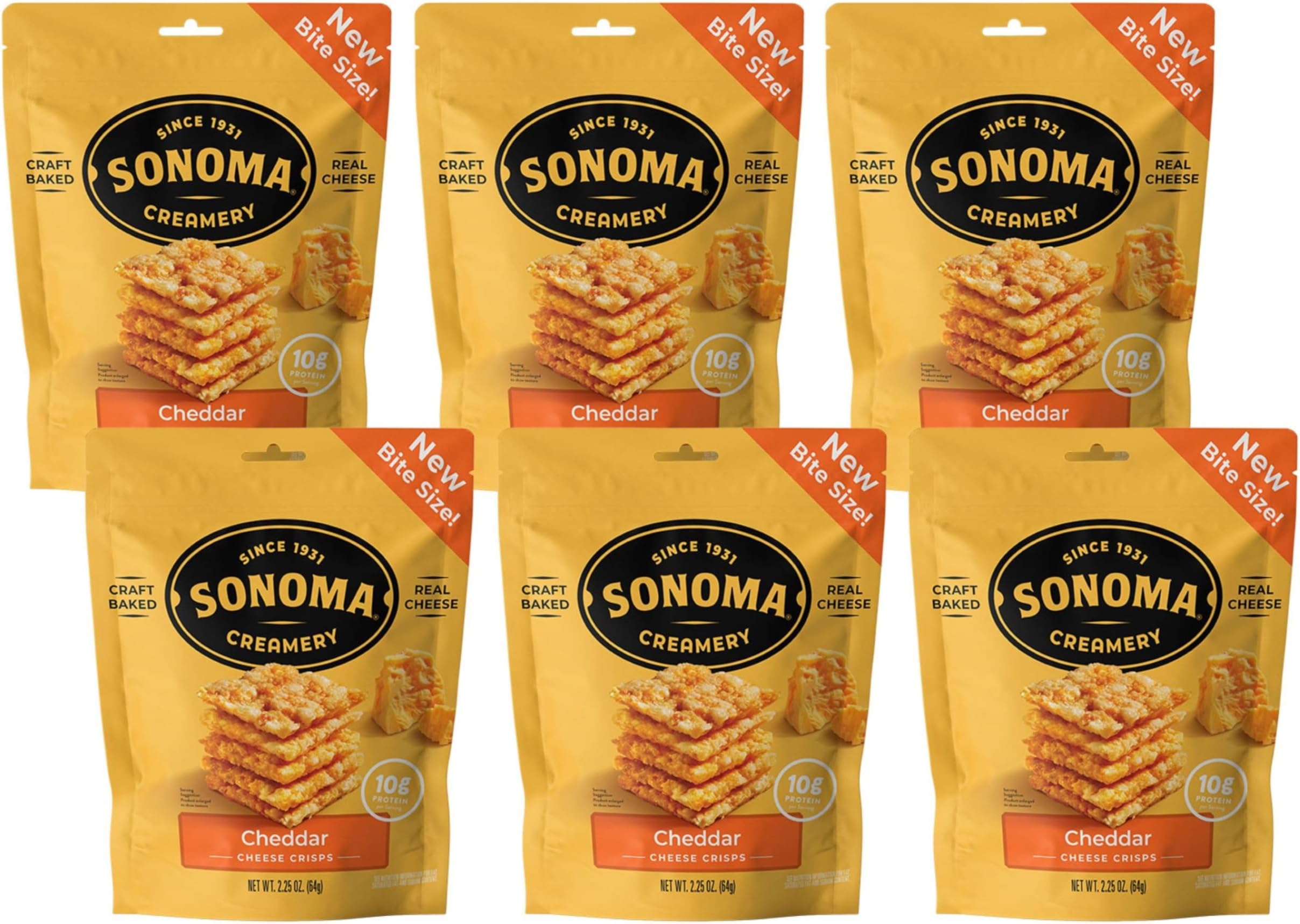 Cheese Crisps, Cheddar,Savory Snack | High Protein | Low Carb | Gluten Free | Keto-Friendly, 2.25 Oz (Pack of 6)