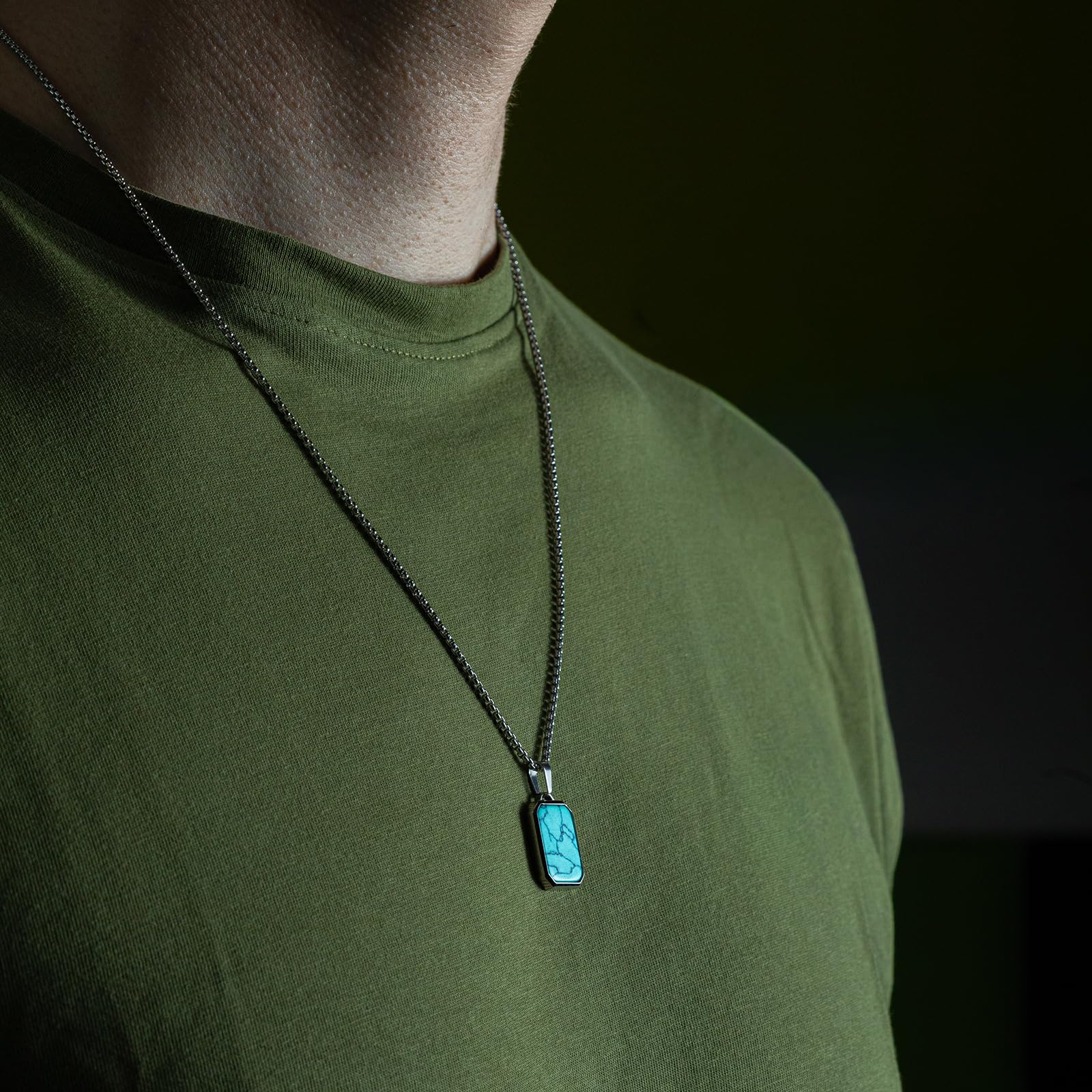 ALMENDRA Collana da uomo incisione in acciaio inox inossidabile personalizzabile con pietre naturali incisione personalizzata ciondolo occhio di tigre onice lapislazzuli turchese