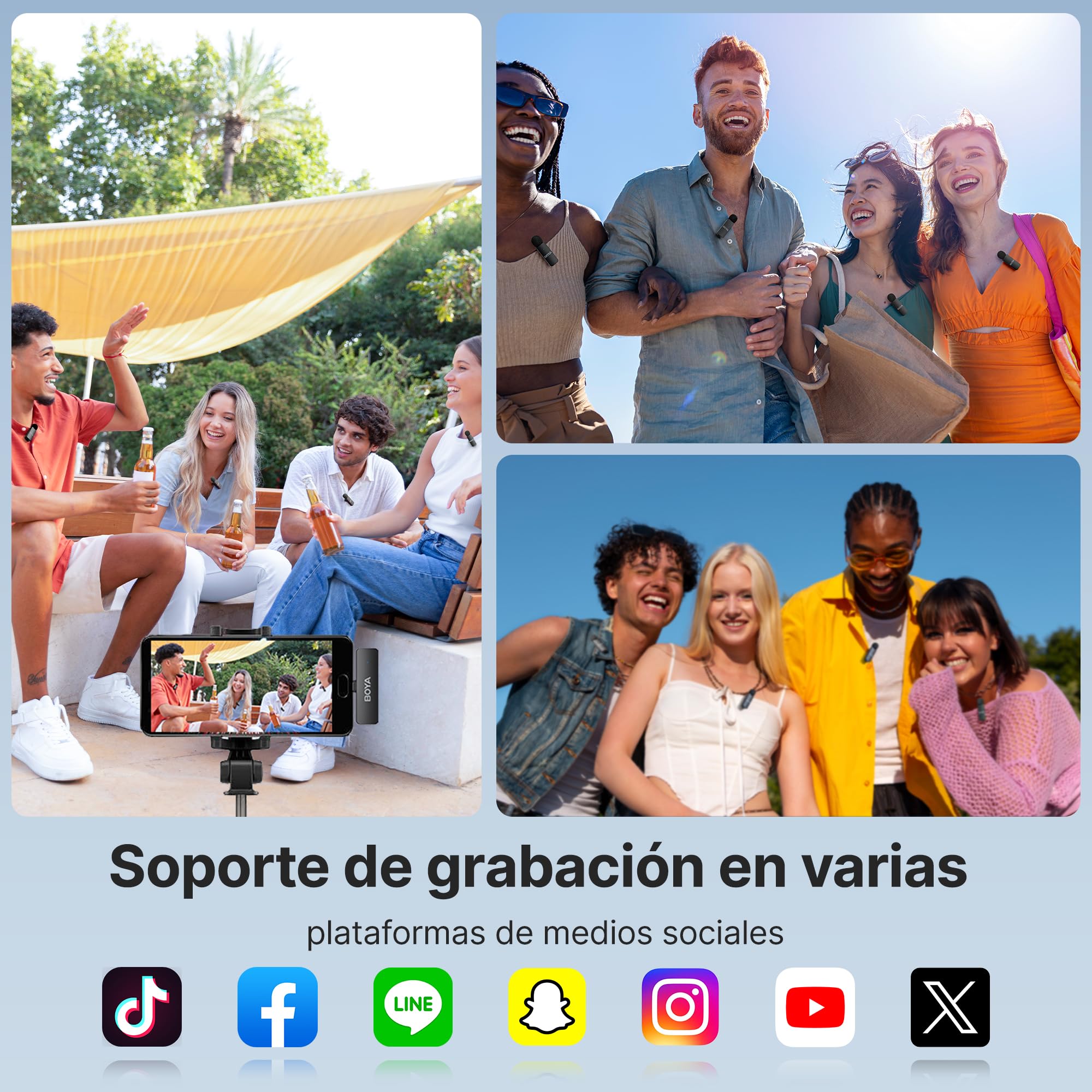 BOYA BY-V4U - Micrófono inalámbrico Lavalier para iPhone 15, Android Tipo C, teléfono Inteligente, micrófono de Solapa inalámbrico con Clip para grabación de Video, Podcast, entrevista, transmisión