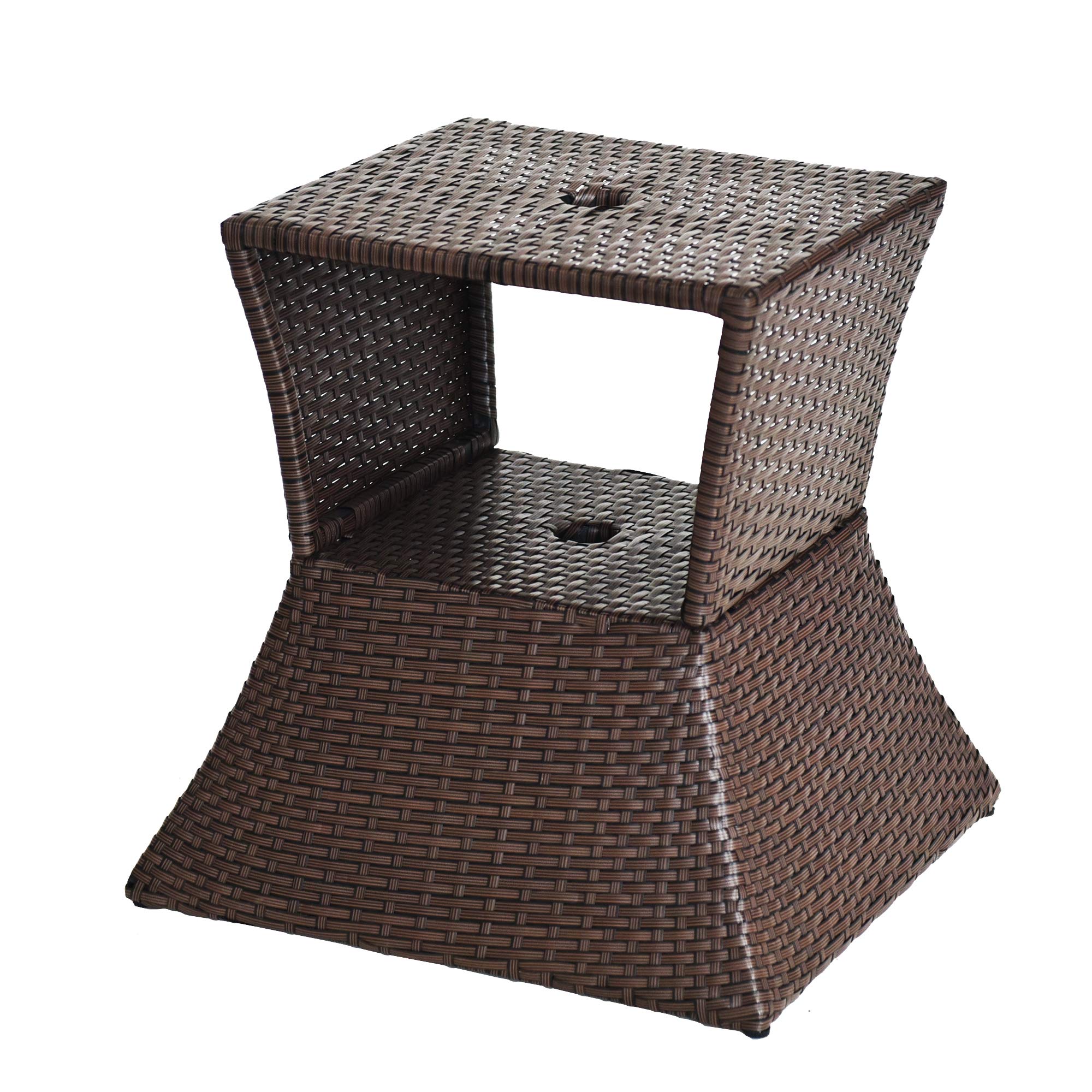Umbrella Base Table Steel Aura Outdoor Small Patio End Table with 1.9