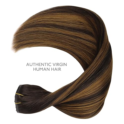 Miniatura 6 de Wennalife - Extensiones de cabello humano sin costuras, clip en extensiones de cabello Remy de 14 a 22 pulgadas 7 unidades 130g a 150g