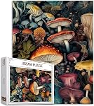 Fantasy Mushroom Puzzles 1000 Pieces for Adults, Families (Mushroom,Tropical Plants,Vegetable,Green Leaves) Pieces Fit Together Perfectly 19.7''x27.6''inch Forest Jungle Magic Puzzle Art(Colorful)