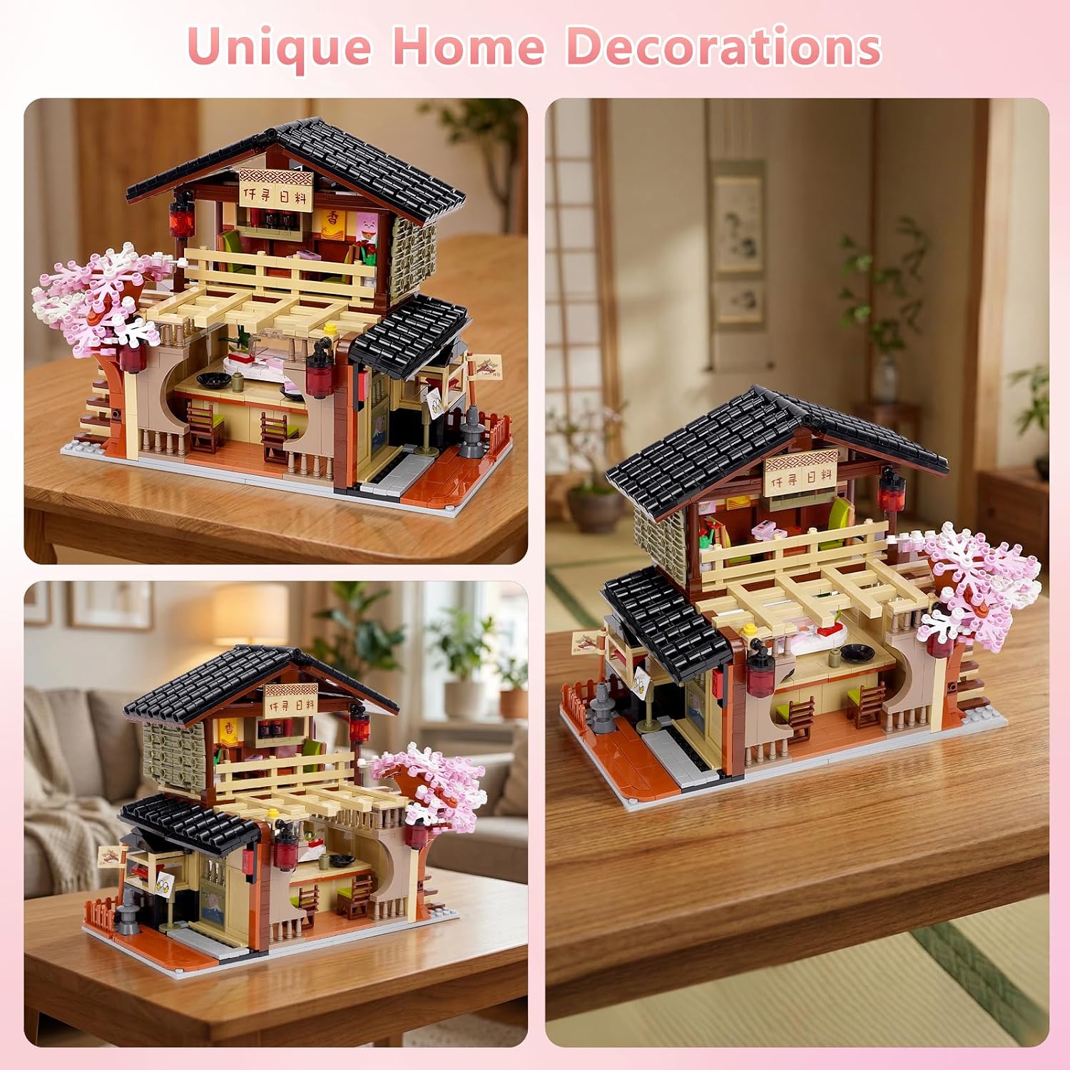Toy Building Block, Japanese Sushi Shop Model Kit, Compatible with Regular Size Brick, Creative Construction, Shop House City View, Birthday Gift for Adult Children Kids Boys Girls 8+ 763 PCS