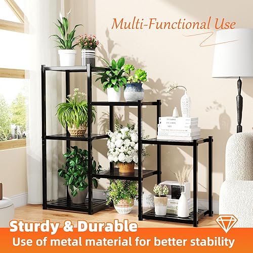 Miniatura 2 de Simple Trending Soporte para plantas para interiores y exteriores, de metal resistente, impermeable, de 7 niveles, para múltiples macetas de flores,