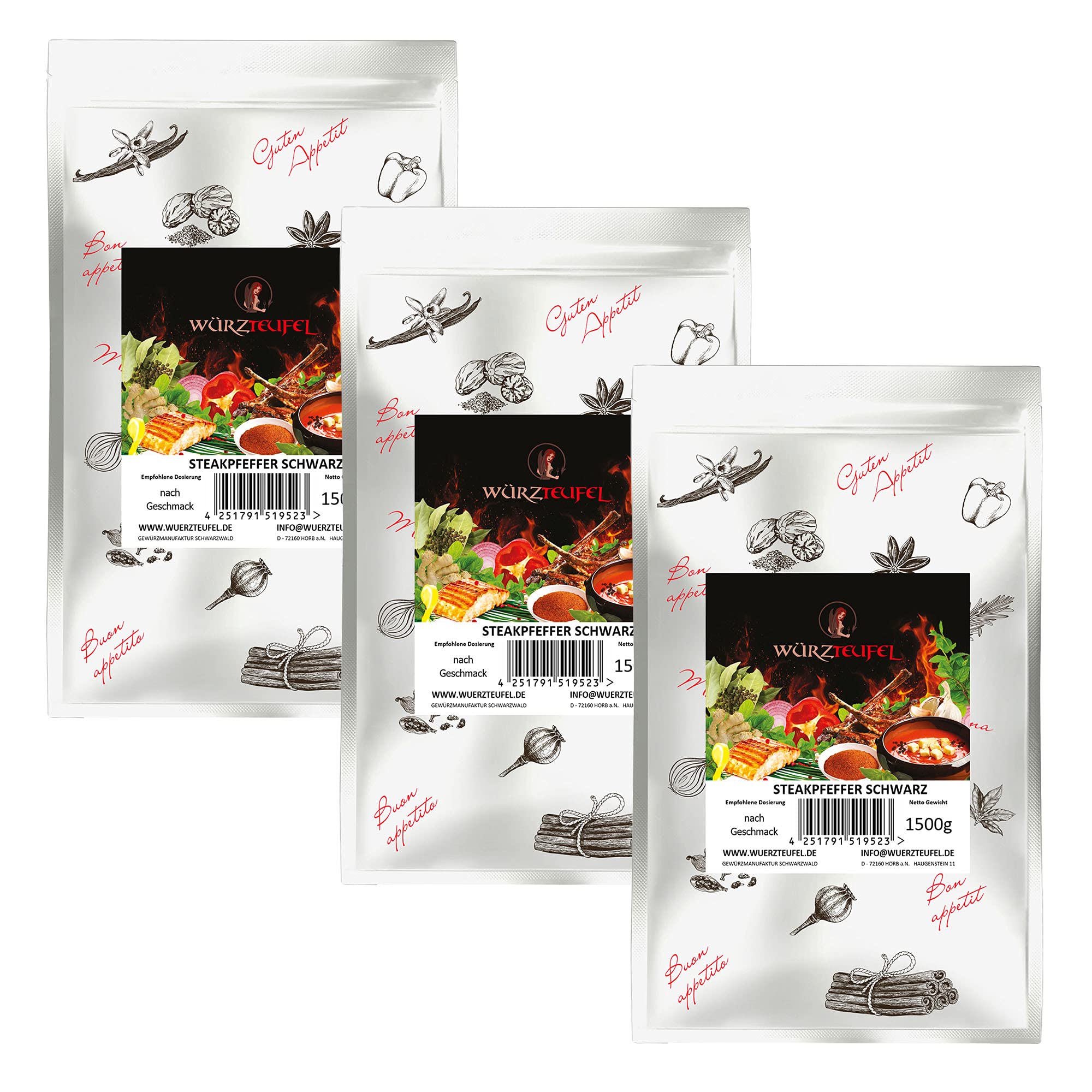 Pfeffer schwarz, Steakpfeffer fein geschrotet, keimreduziert. Premiumqualität aus Indonesien. PE - Eimer 1500g