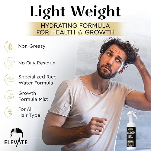 Miniatura 6 de Elevate Rice Water - Spray para el crecimiento del cabello, infundido con biotina, cafeína y aloe vera para un cabello más grueso, más largo y