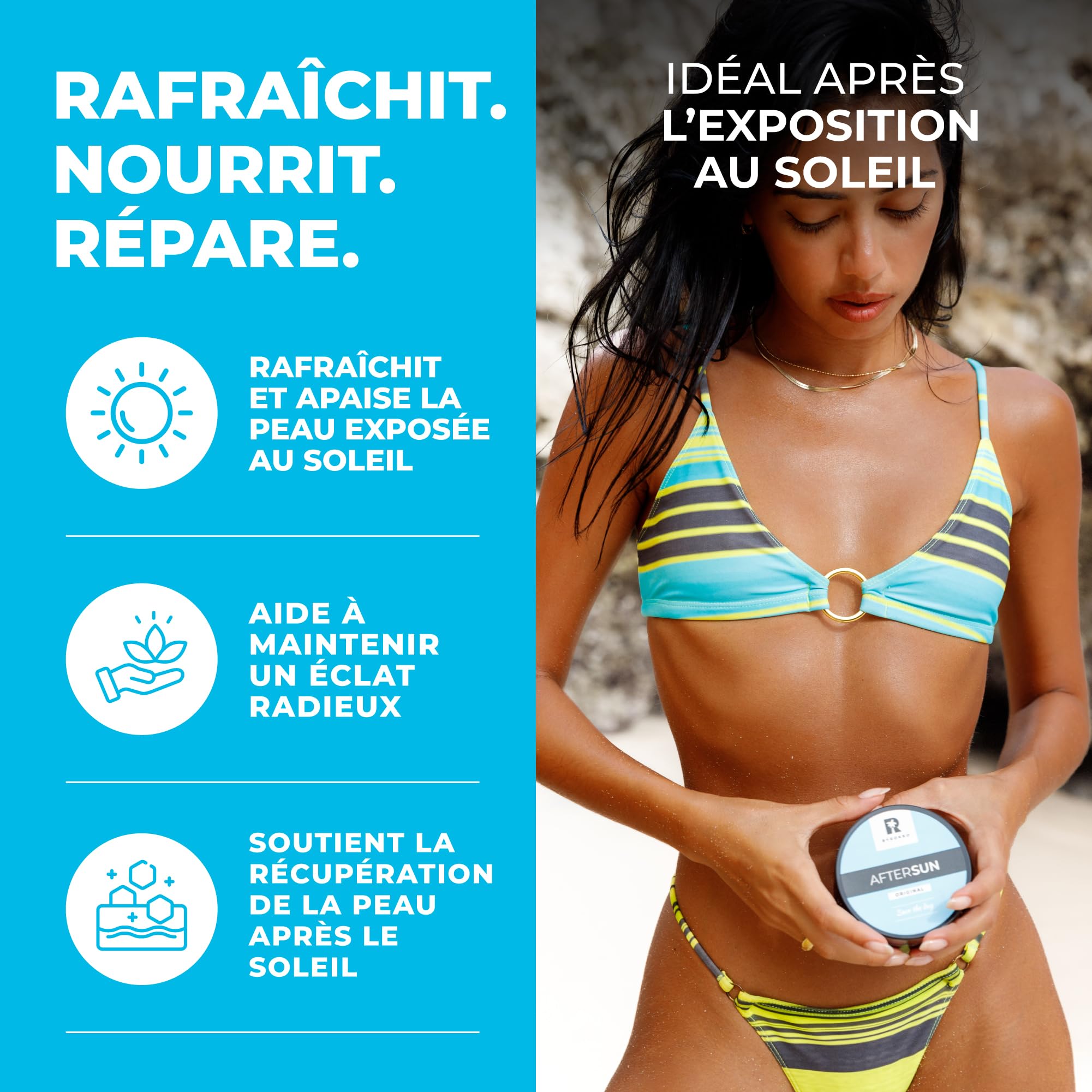 BYROKKO Crème après-soleil, Lotion de bronzage naturelle avec menthol, beurre de mangue et vitamine E, rafraîchit, hydrate et nourrit la peau exposée au soleil, Vegan, Sans parabènes, 195ml