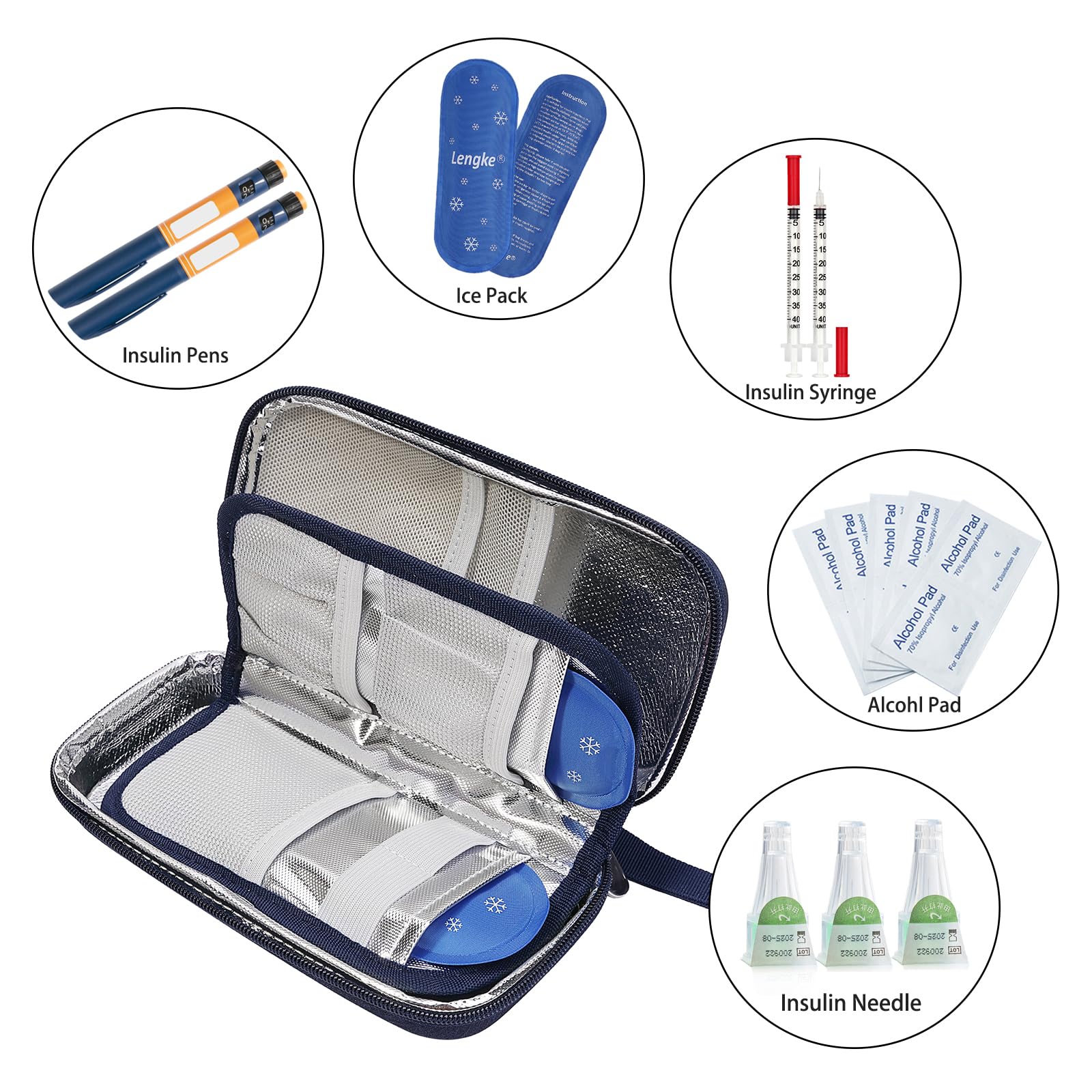 BOMKEE Insulin Cooler Travel Case, Insulated Pouch for Insulin Refrigerated Medicine Organizer Bag Carrying Case Storage Bag with 2 Ice Pack - Image 4