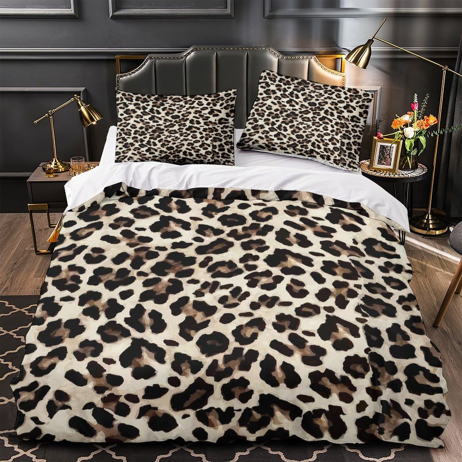 Housse de couette léopard 260x220 parure de lit 3D super king size