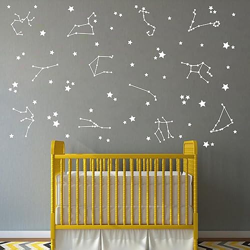 Miniatura 2 de ZzMY Calcomanías de pared de constelación, estrellas, calcomanías de pared para guardería, decoración de pared para habitación de niños, decoración