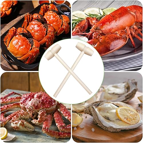 Miniatura 2 de 30 piezas Mini martillo de madera para chocolate, mazos de cangrejo, martillos para corazón rompible