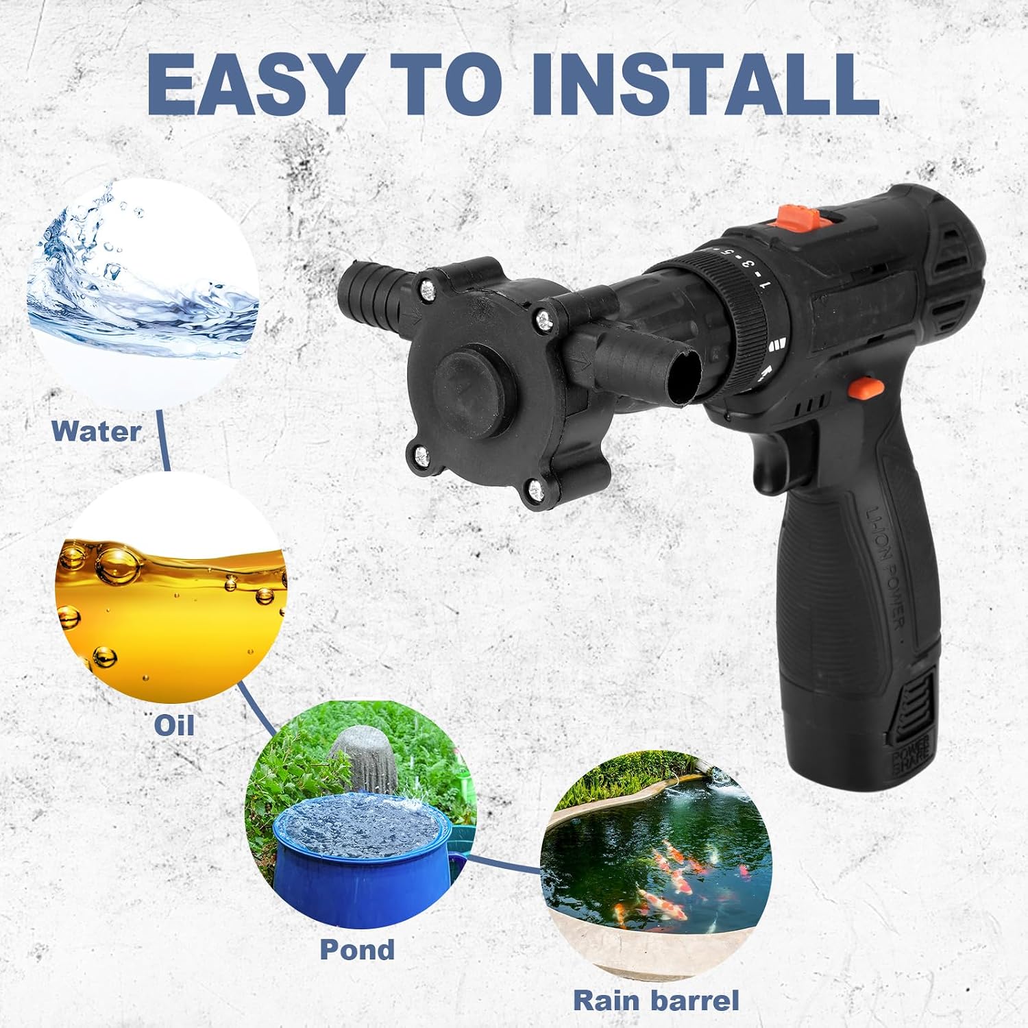Threlaco 6 Pack Electric Drill Pump Portable Water Transfer Pump, Hand Drill Pump Self-priming Transfer Pump for Water Oil Gasoline Fuel