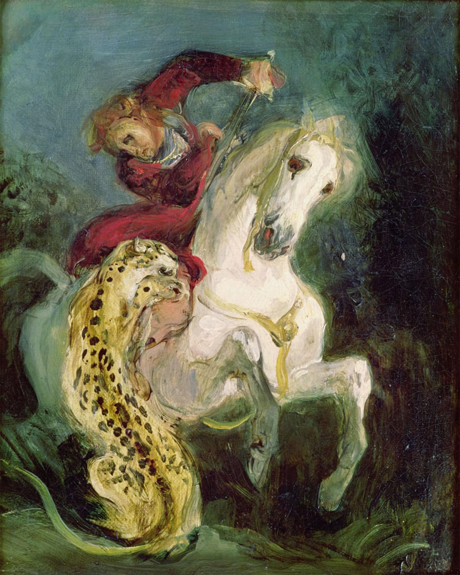ARTXLXXBN Famous Prints Artwork Pictures Poster Painting Art Attacking a Horseman by Ferdinandeugene Delacroix Artwork Landscape Pictures for Home Decor 60x90cm