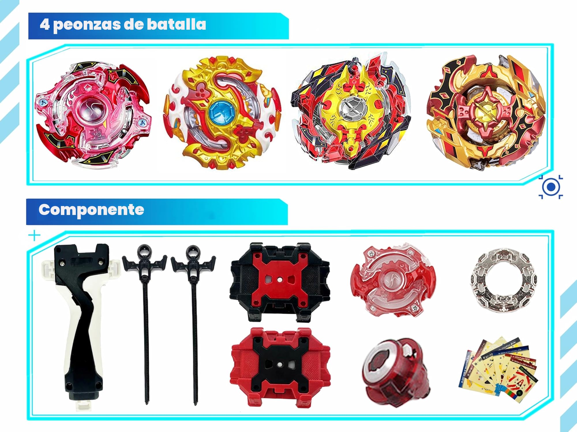 Spriggan 4in1 Bey Peonzas with Casilla Blade Conjunto de Peonza Juguetes, with Launcher Asas