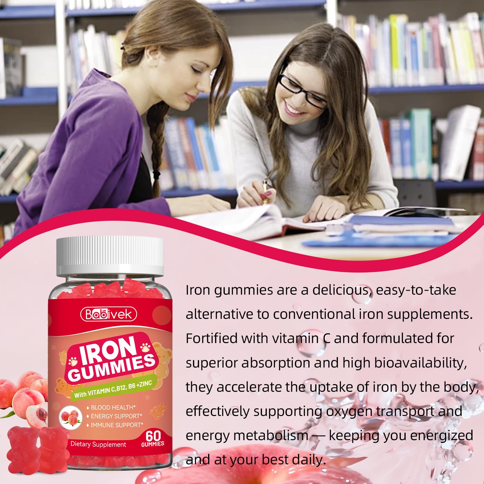 Iron Supplement Gummies for Women & Men, Iron Gummies with Multivitamin — Amazon image 3