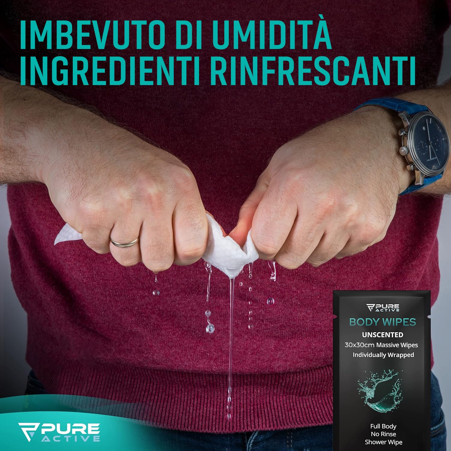 Doccia Salviette corpo, 40 confezionati singolarmente 30x30cm Igiene personale Salviette corpo per le donne e gli uomini, Mantenere pulito dopo la palestra di viaggio Campeggio all'aperto Sport
