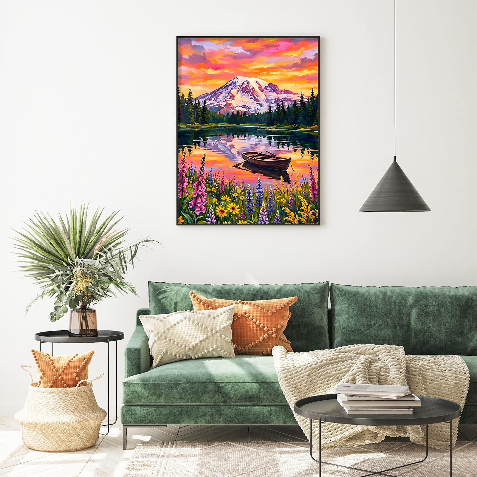 Snow Mountain Diamond Painting, 5D Lake Landscape Diamond Art Kits for Adults Beginners, DIY Boats Full Round Dots Drill Gem Art Kit for Gift Home Wall Decor 12 x 16 Inch - 2