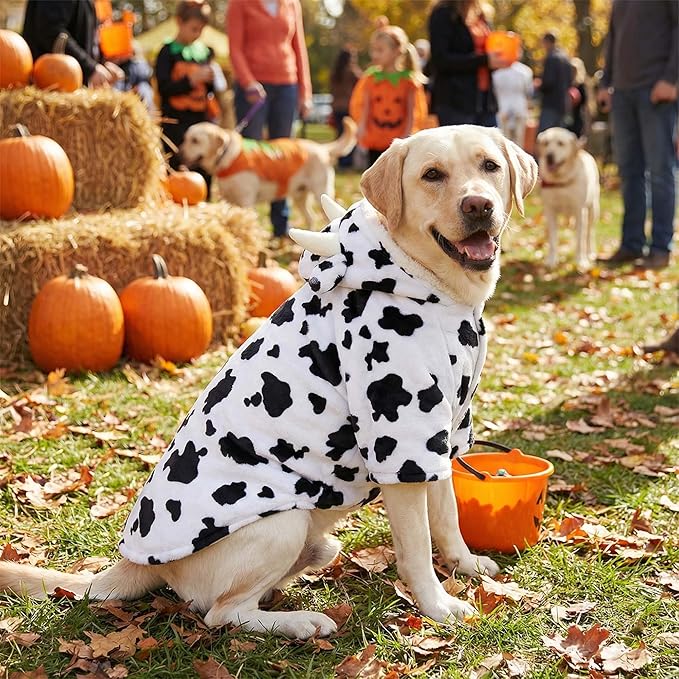 Disfraz de Vaca para Perro Halloween Talla 7XL Blanco Forro Polar miniatura 2