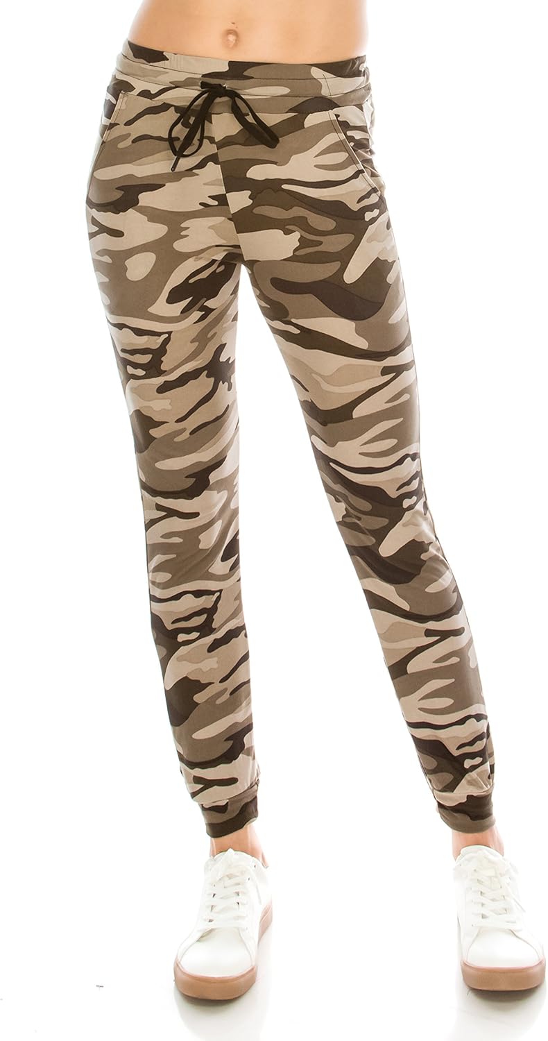 ALWAYS Women Drawstrings Jogger Sweatpants - Super Light Skinny Camo Soft Pockets Pants US S (Tag S/M) - Image 3