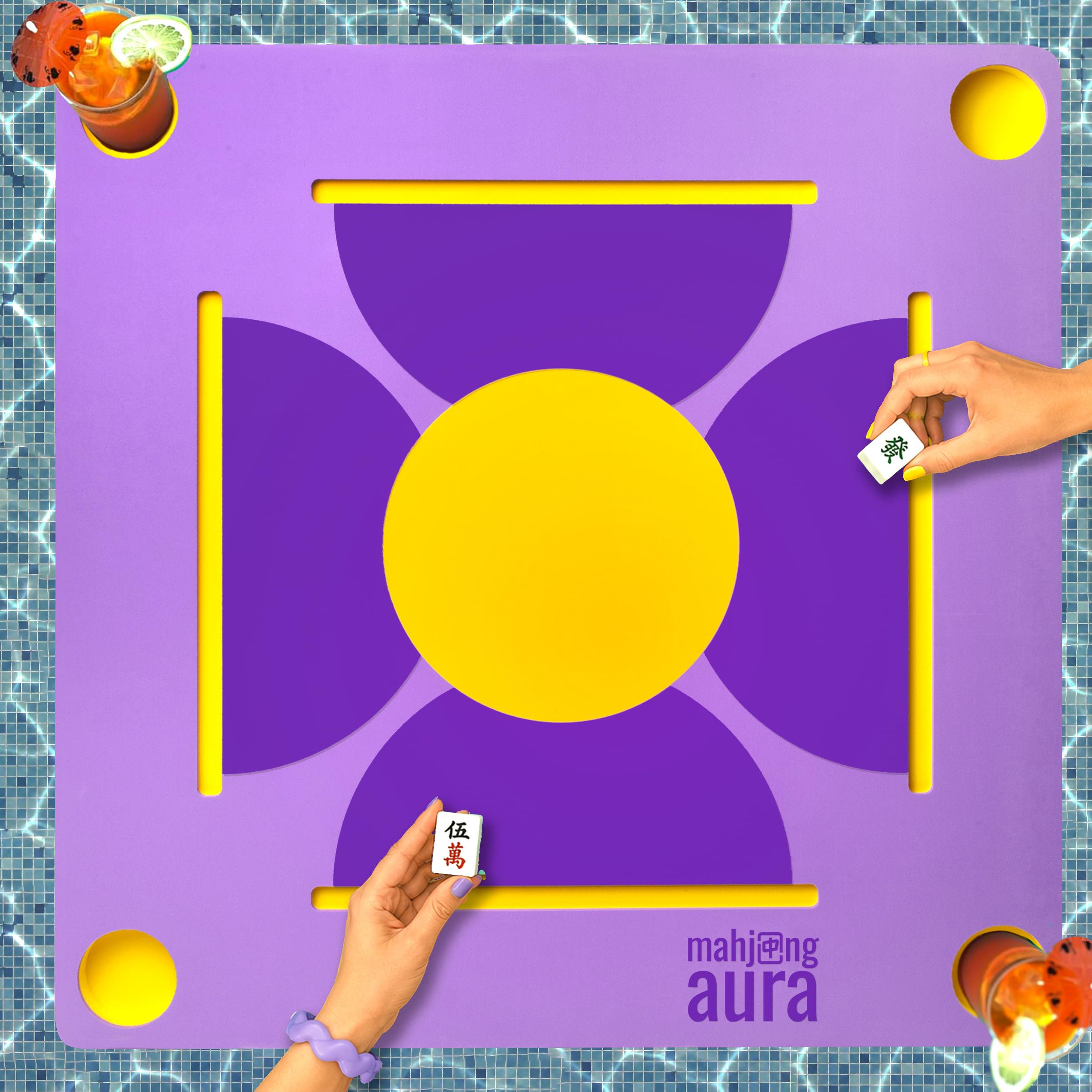 Mahjong Aura - Floating Mahjong Table for Pool - Swimming Pool and Hot Tub Float Board for Card Games, Scrabble, Dominoes, Poker - Adults Pools Game