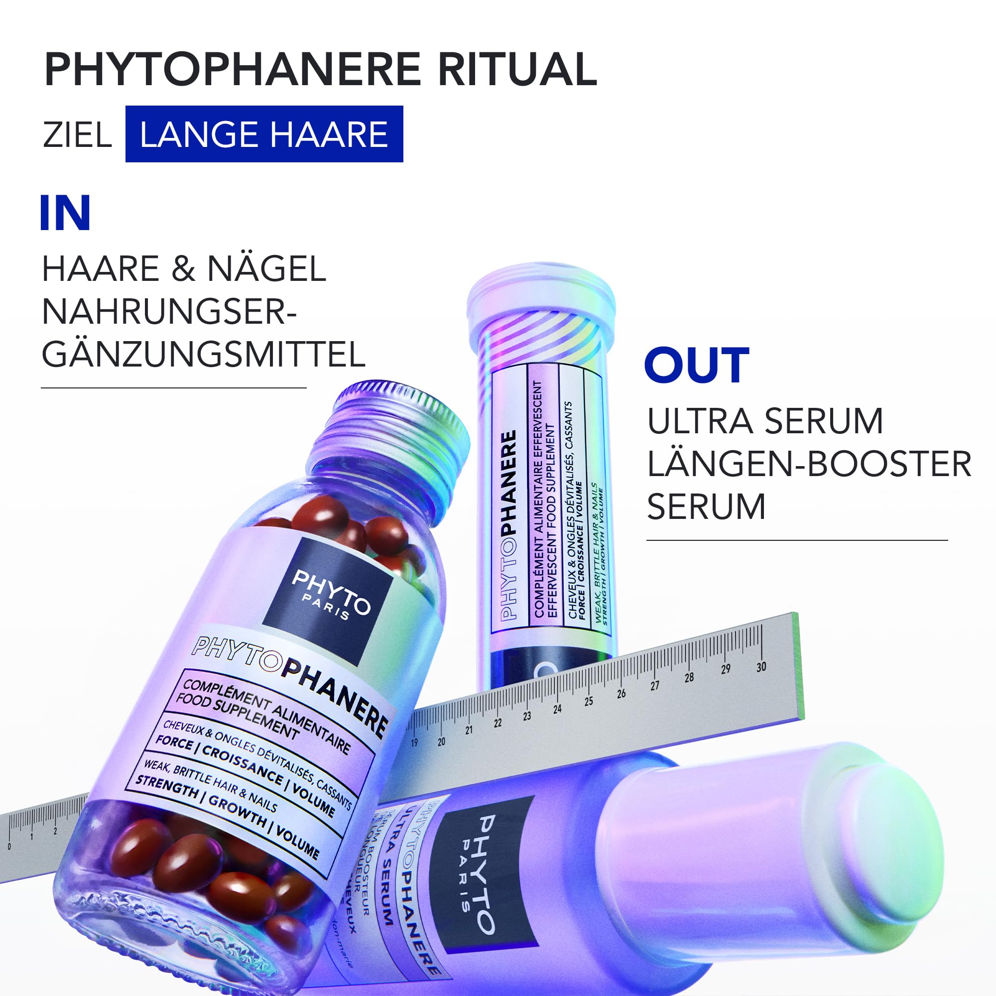 Phyto Paris Phytophanere Ultra Haarwachstum Serum – Booster für schnelleres Haarwachstum – 90% längeres Haar – Klinisch bestätigt – Mit Ginseng, Rosmarin & Vitamin B6 – Ohne Silikone – 50 ml