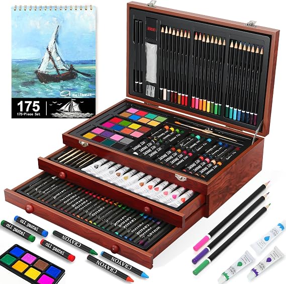 MIAOKE Coffret de Peinture Premium 175 Pièces en Bois