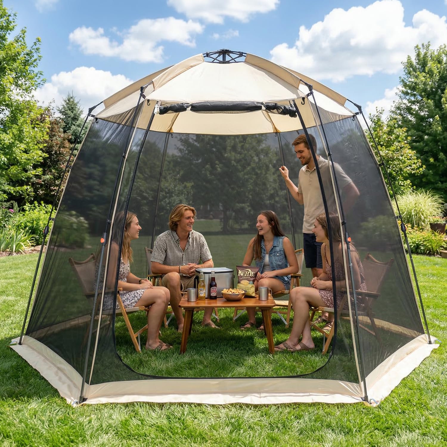 Alvantor® Screen House Gazebo, 4-6 Person Pop Up Screen Tent, Instant Screen Room with Carry Bag, Outdoor Mosquito Tent Camping, Sun Shade Shelter for Patio, Garden, Backyard, Deck 10 x 10 x 7 FT