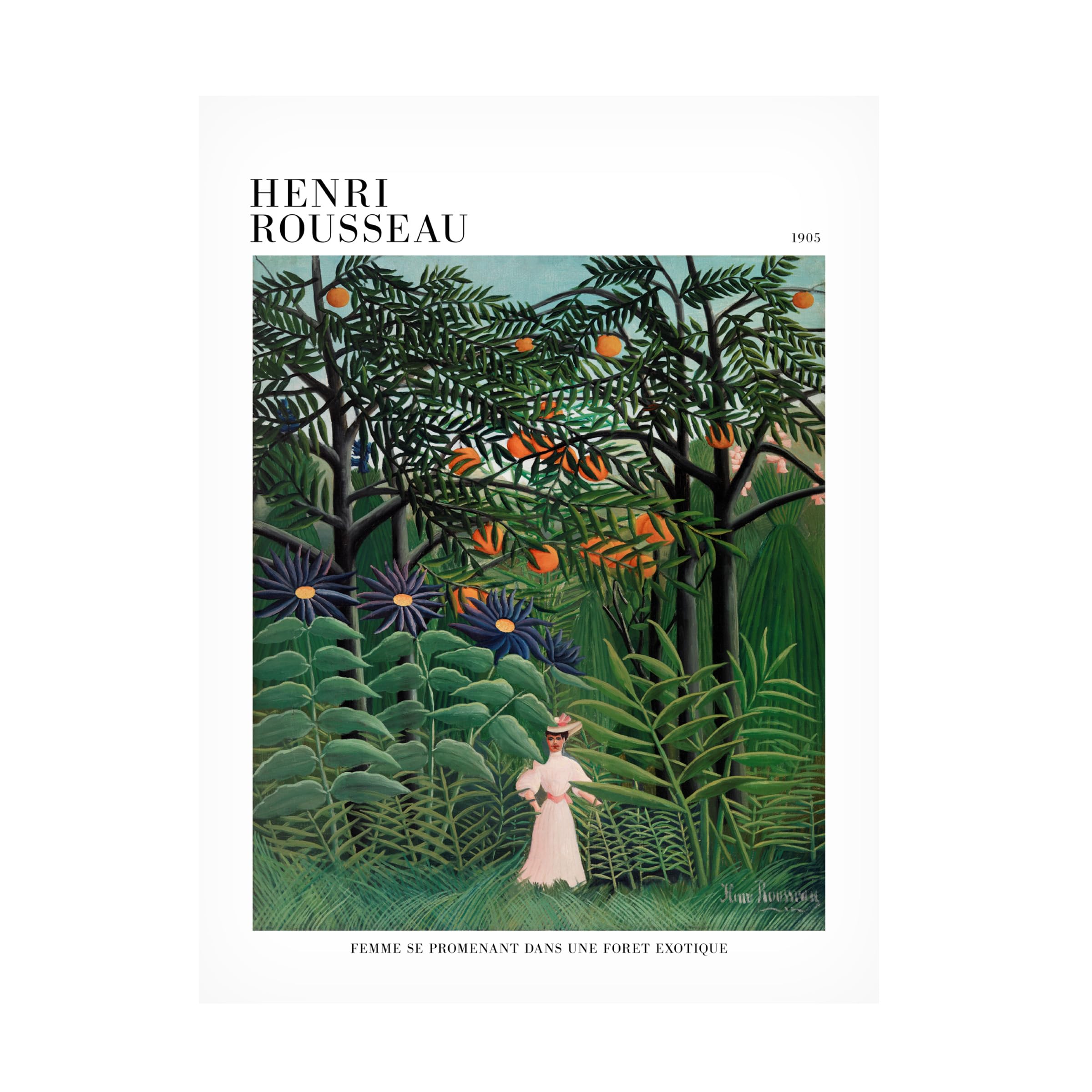 Trademark Fine Art Canvas Wall Art - Pictufy 'Femme Se Promenant Dans Une Foret Exotique' Wall Art for Living Room, Bedroom, or Office Décor