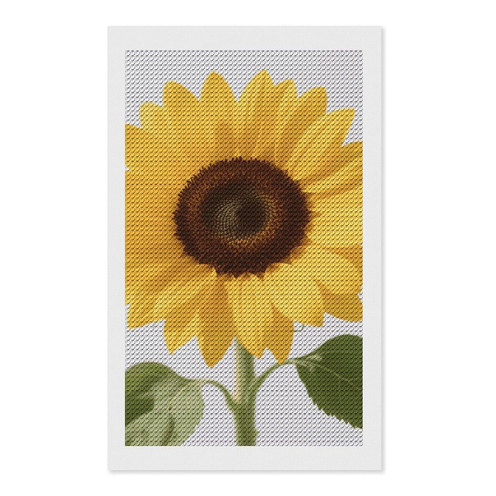 FodPand Yellow Summer Sunflower 5D Diamond Painting Kits for Adults Beginners Full Drill Round Diamond Dots Pictures Gem Art Supplies for Home Wall Room Decoration DIY Craft Set Gift 12x20