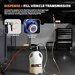 FOUR UNCLES Transmission Fluid Pump - Pneumatic Transmission Fluid Extractor and Dispenser with 15 Metal ATF Adapters and Pressure Gauge for Automotive Use, Transmission Fluid Transfer Pump Kit