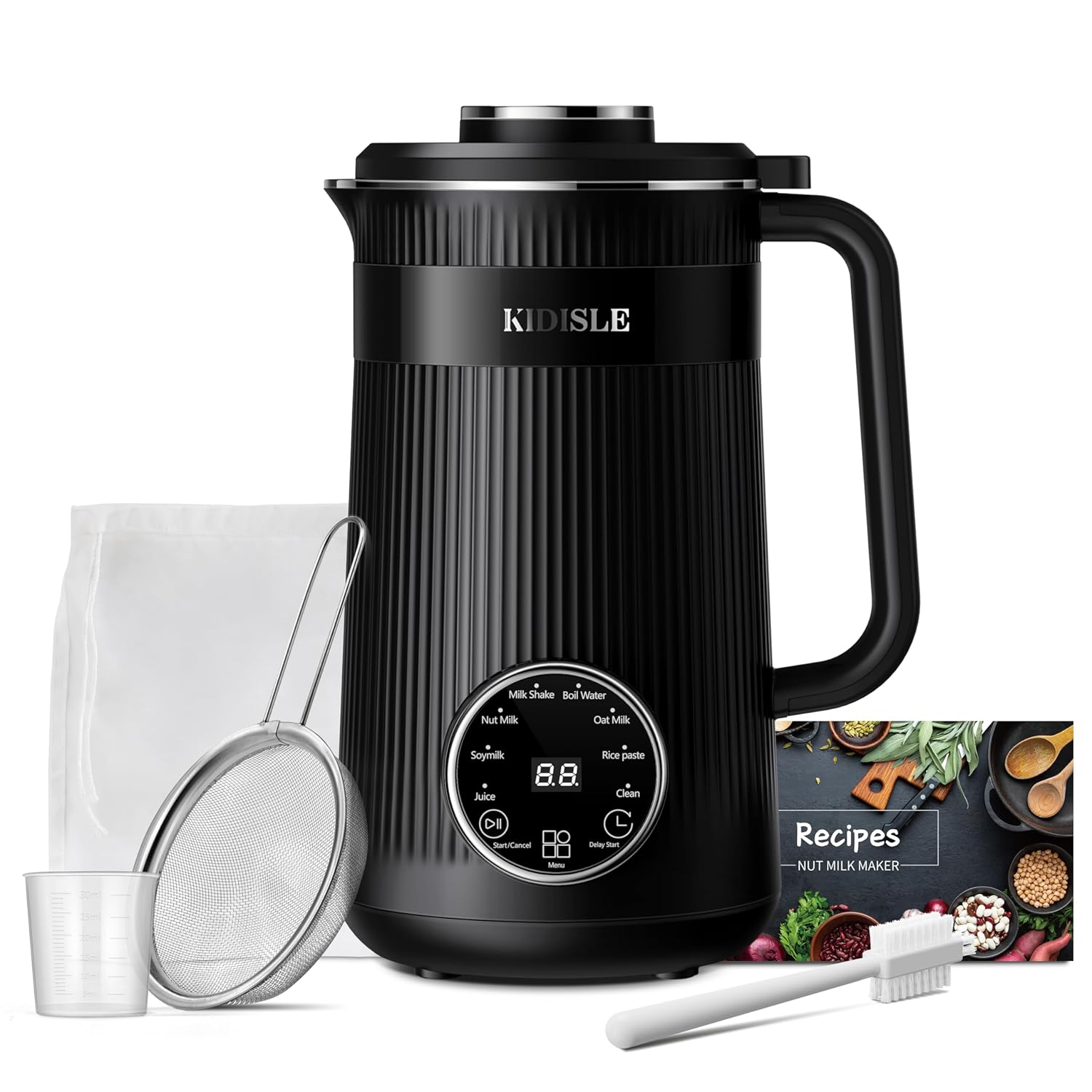 32oz Automatic Soy Machine for Homemade Almond, Oat, Coconut, Soy, Plant Based Milks and Non Dairy Beverages with Delay Start/Keep Warm/Self-Cleaning/Boil Water, Black image 1