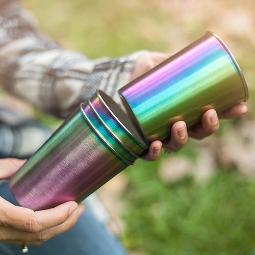 Miniatura 5 de Vasos Rainbow de acero inoxidable de 10 onzas, paquete de 4 unidades, ideales para niños, ecológicos, saludables, de grado alimenticio, duraderos e