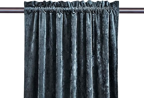 Miniatura 8 de Chezmoi Collection Lux - Juego de 2 paneles de cortinas de terciopelo triturado negro, 72 pulgadas de largo, para oscurecer la habitación, cortinas