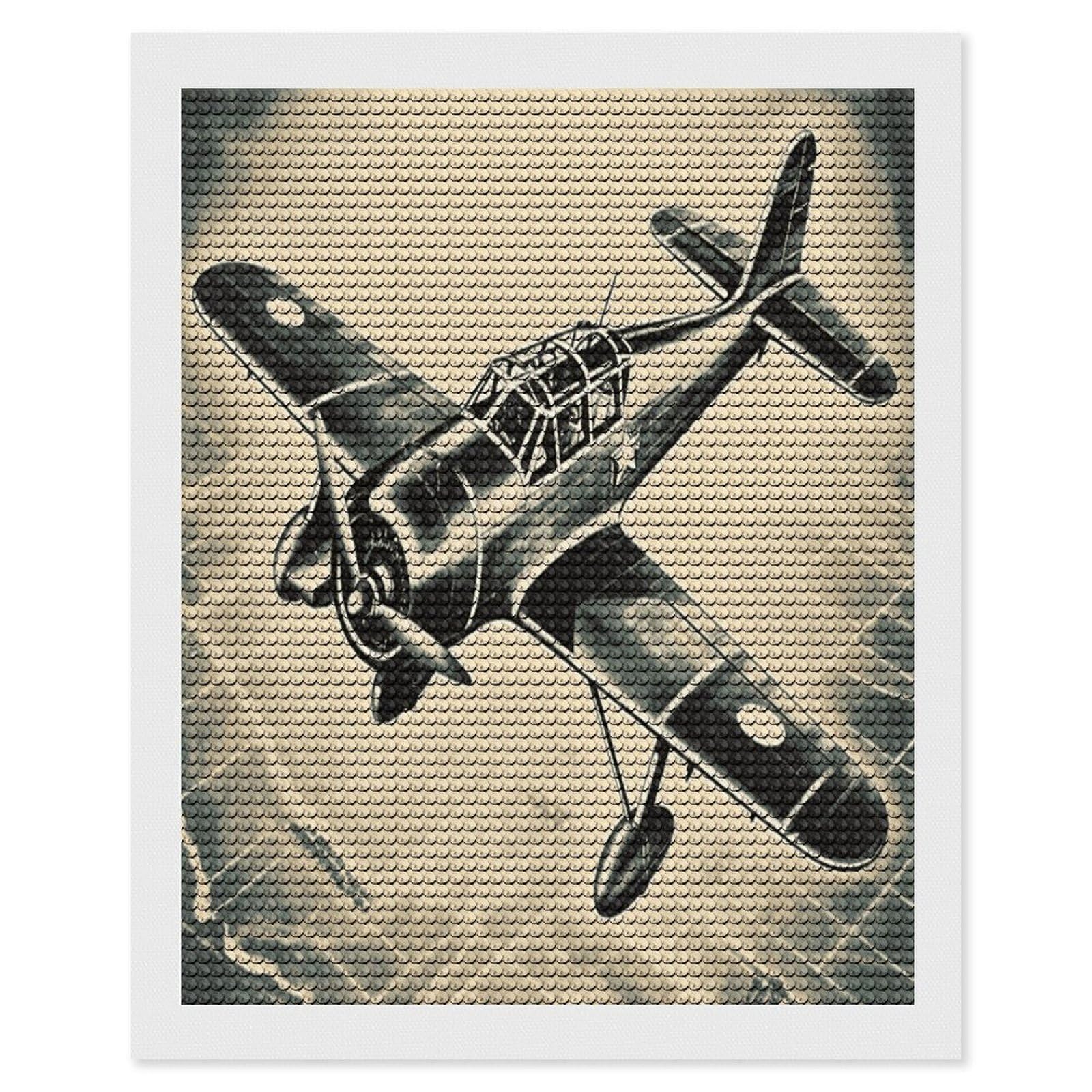 FekiLoot Retro Airplane Diamond Painting Kits for Beginners DIY Diamond Art Kits for Adults Full Drill Round Diamond Dot Gem Art Painting Fun DIY Crafts for Home Kitchen Wall Decor Gift 16"x20"