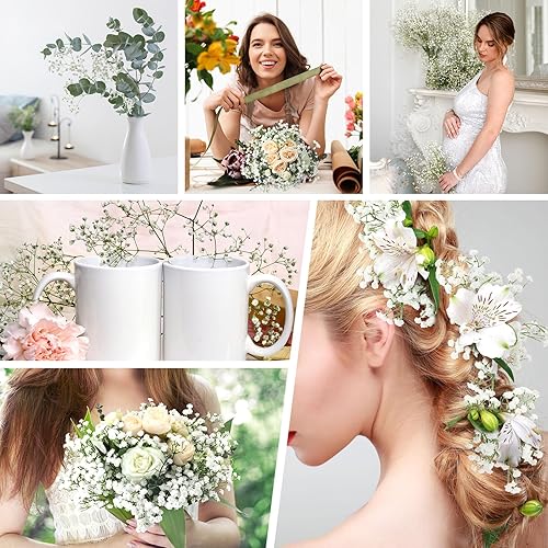 Miniatura 11 de Janinka 50 flores artificiales de aliento de bebé, flores artificiales de gypsophila de 20.8 pulgadas, tacto real, ramo de gypsophila falsa