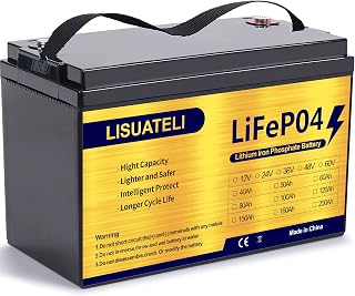 12V 100Ah LiFePO4 Lithium Battery, Grade A Cells 5000+ Cycles, 1280Wh with 100A BMS, for Golf Cart, RV Trailer, Solar System, Off Grid, Back up Power