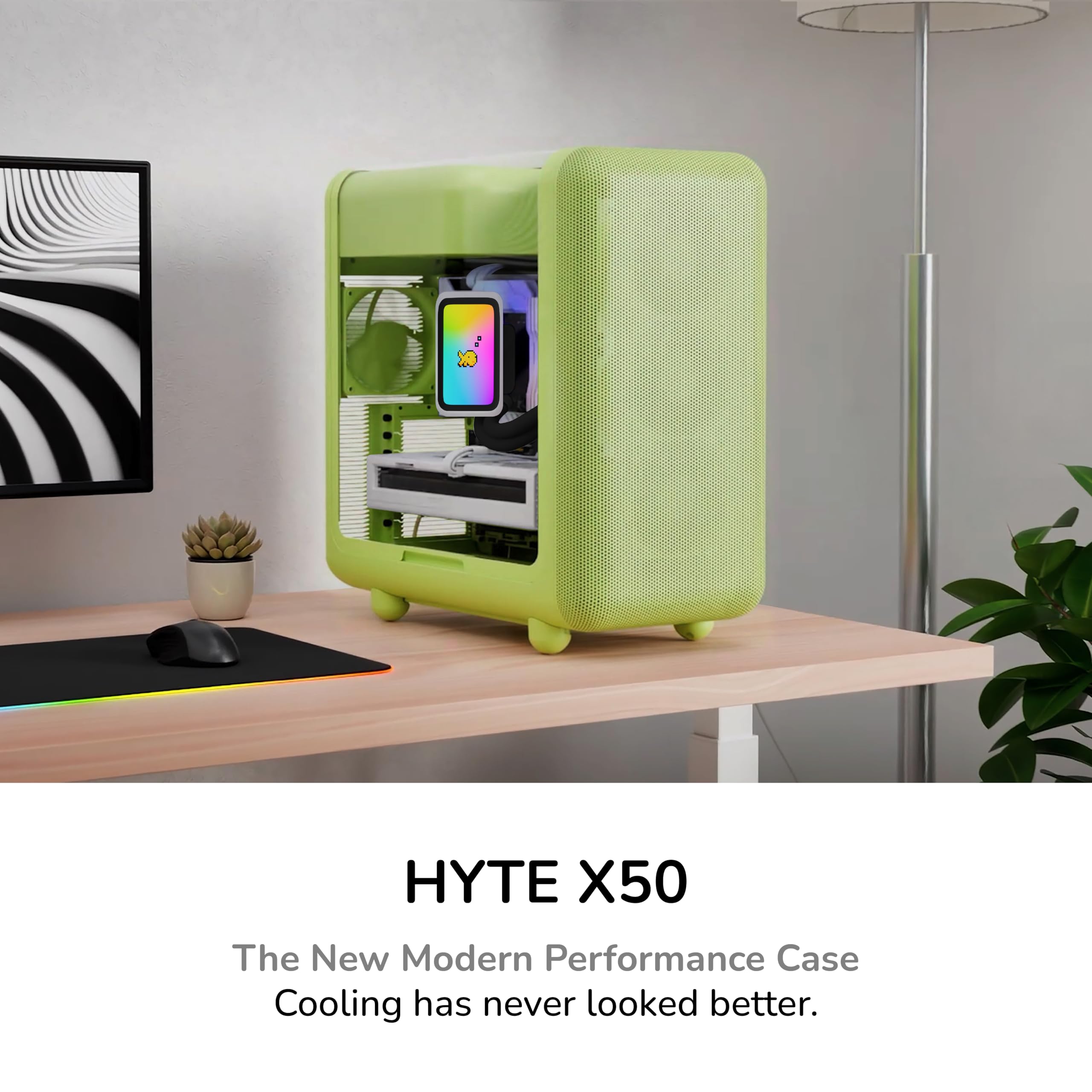 Hyte X50 Modern Performance ATX Mid-Tower PC Gaming Case - Matcha Milk (verde)
