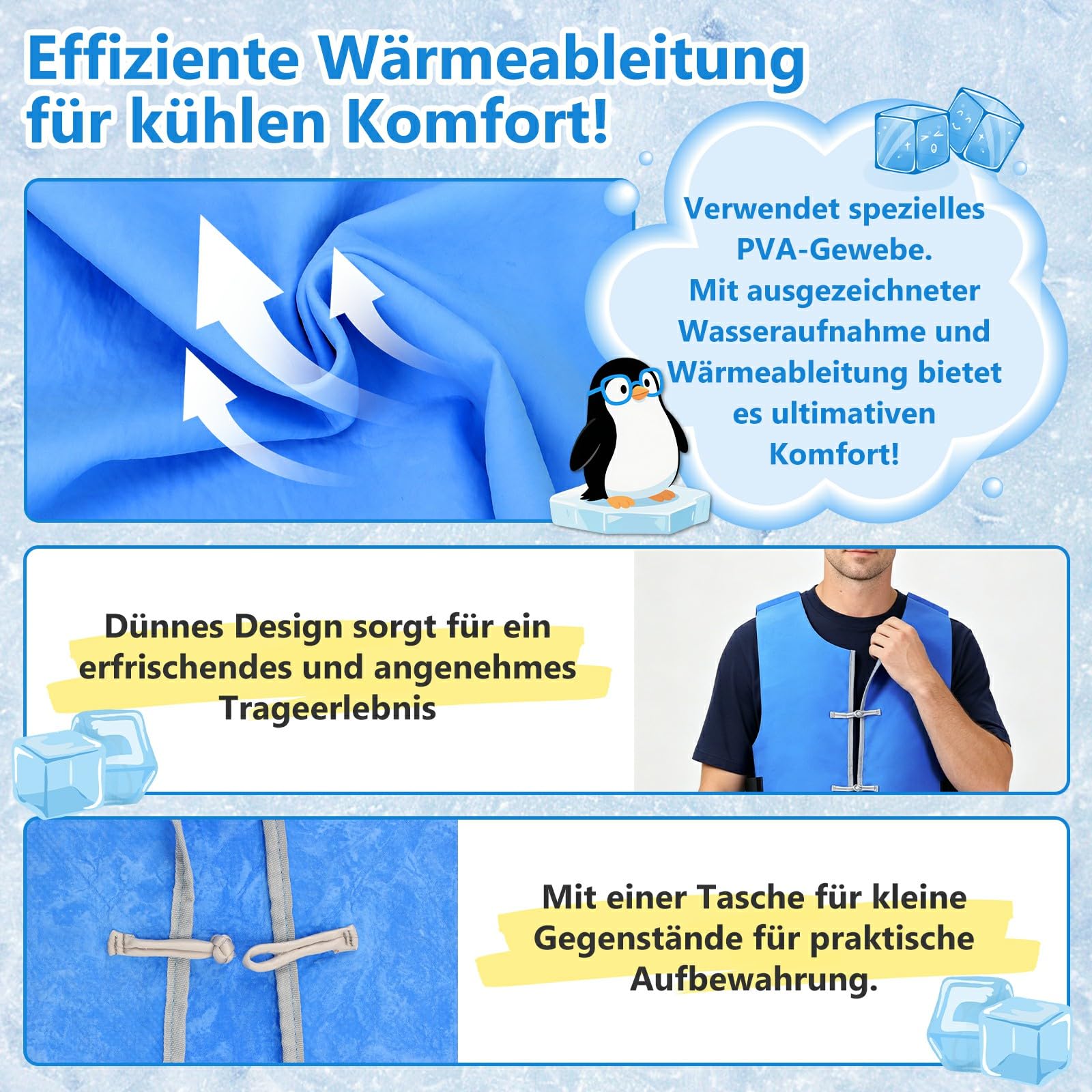 Verdunstungskühlweste für Männer & Frauen, wasseraktivierte Kühlweste für heißes Wetter