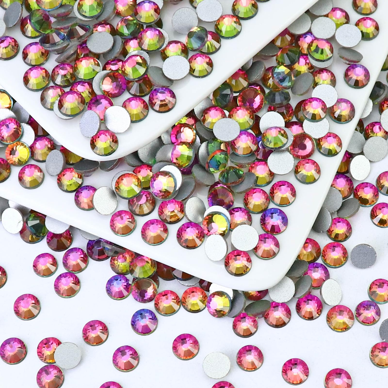 Flatback Crystal Rhinestones Round Gems for Nail Art and Craft Clothes Glue Fix, Rainbow (2.3-2.5mm) SS8/1440PCS