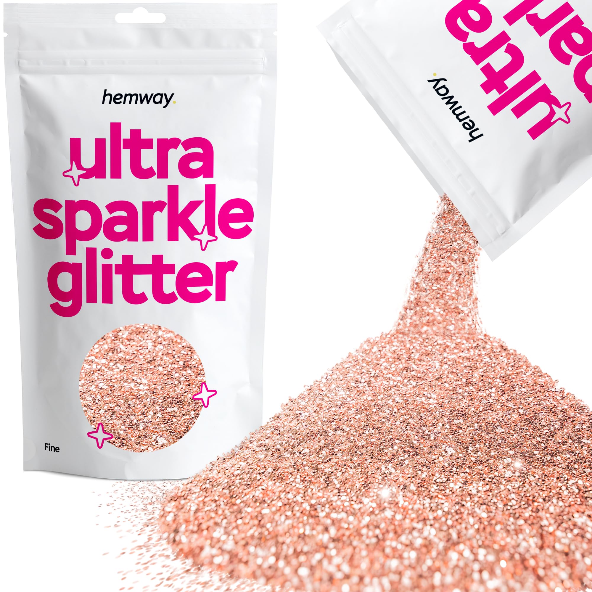 Hemway Ultra Sparkle Glitter Baby Pink Iridescent 100g Fine | Glitter for Arts & Craft, Makeup, Nail Art, Crafting, Card Making, Sparkle Decoration — view 164