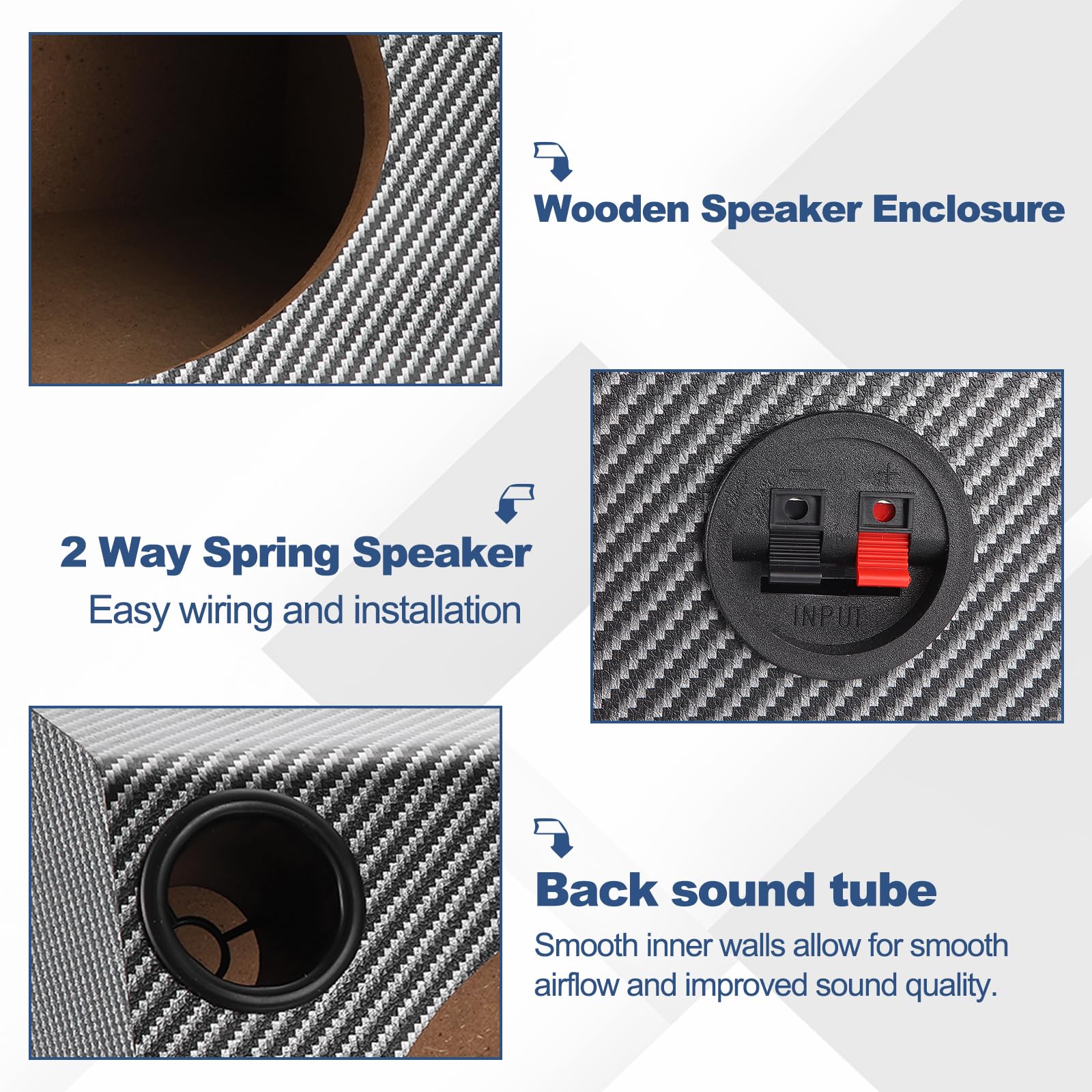 sourcing map Enceinte en bois avec port de 15,2 x 22,9 cm, noir et blanc, caisson de basses ventilé, boîte de haut-parleur pour voiture, camion, matériel audio personnalisé