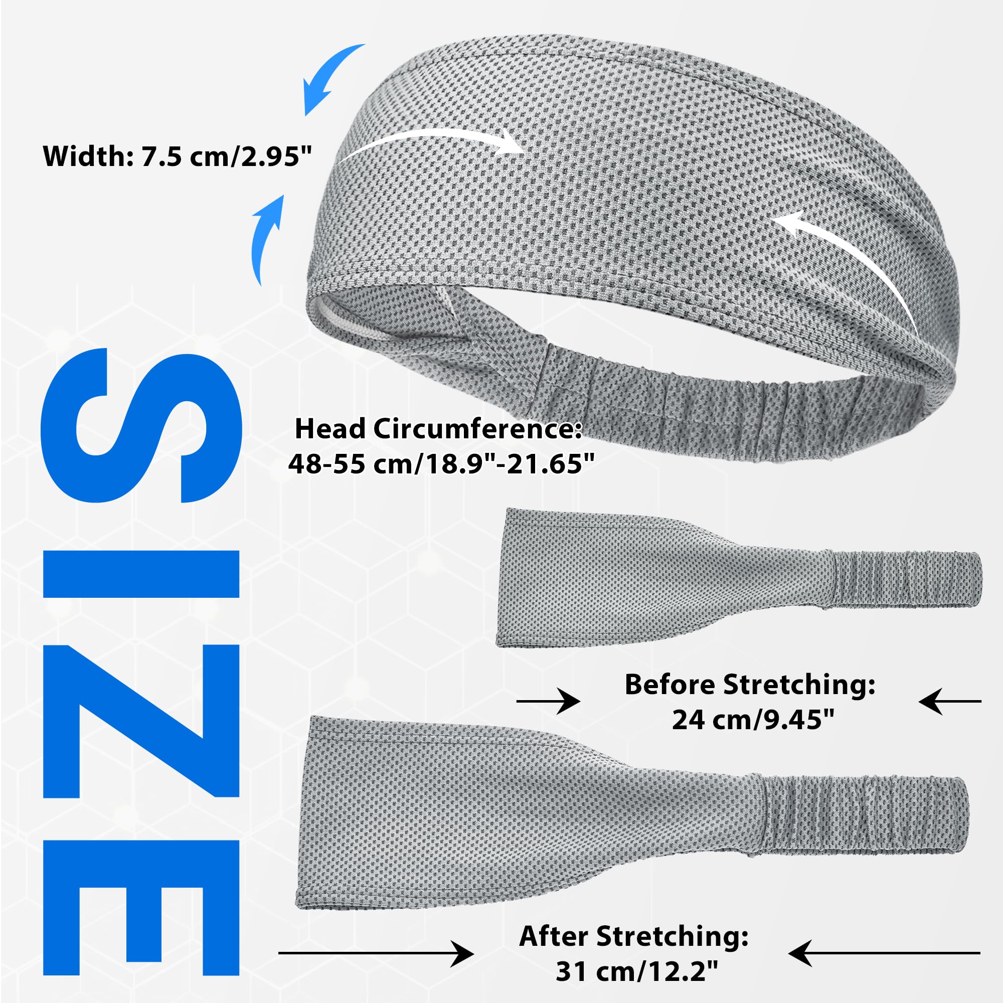 Sukeen Kühlende Stirnbänder für Frauen, sofortige Kühlung, Feuchtigkeitstransport, rutschfeste Workout-Stirnbänder, elastisches Sport-Stirnband, Schweißbänder für Laufen, Yoga, Fitnessstudio