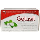 Gelusil Antacid & Anti Gas Tablets for Heartburn Relief, Acid Reflux, Bloating and Gas, Cool Mint - 100ct Blister Pack